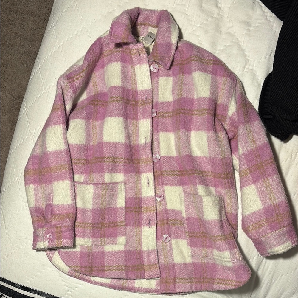 L Space Pink and White Plaid Jacket